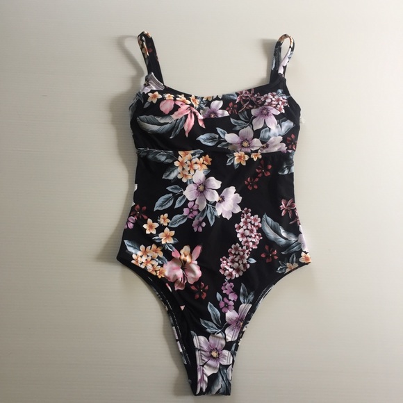 BILLABONG one piece sz 8 swimmers NEW Tiki black floral  underwire adjustable - Picture 11 of 13